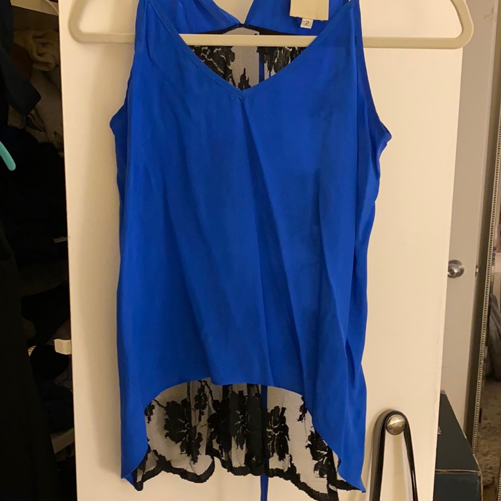 Mason blue lace back top - 2